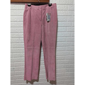 Dalia Women's Pink Natural Suede Straight-Leg Pants NWT Size 10